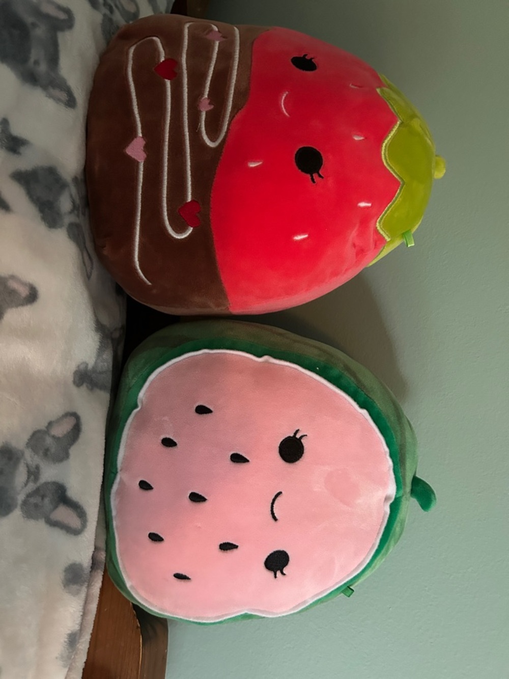 Squishmallows Pink & Green Watermelon and Red & Brown Strawberry Plush Set